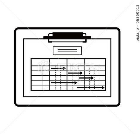 工程表 クリップボード 白黒線画のイラスト素材