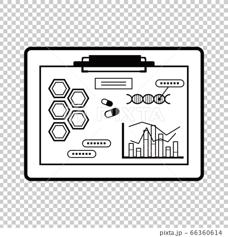 化学 臨床 バイオイメージ資料 クリップボード 白黒線画のイラスト素材