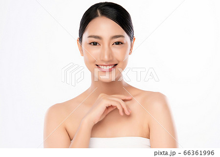 Beautiful Young Asian Woman touching her body with fresh Healthy Skin, isolated on white Beautiful Young Asian Woman touching her body with fresh Healthy Skin, isolated on white 66361996