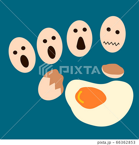 Eggs With Faces Crack Egg With Shell And Yolk のイラスト素材