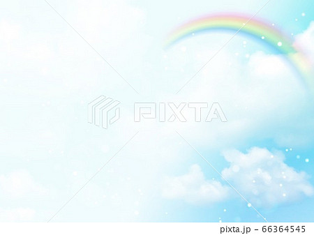 空グラデーションと虹のイラスト素材