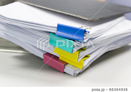 file folder and Stack of business report paper file on the table in a work office, concept document in work office 66364936