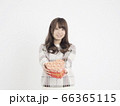 笑顔でプレゼントを渡す女性 66365115