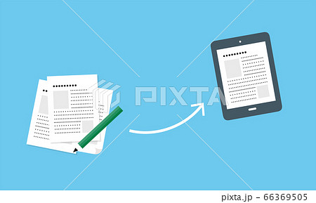 DX、紙からデジタルデータへの変化イメージのイラスト DX、紙からデジタルデータへの変化イメージのイラスト 66369505