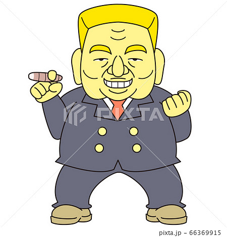 架空の悪そうな政治家のイラスト 金髪のイラスト素材