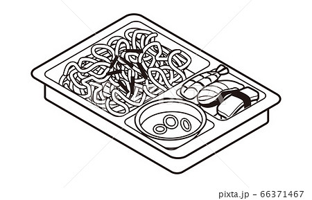 お持ち帰りの冷たいざるそばと握り寿司のお弁当のイラスト素材 66371467 Pixta