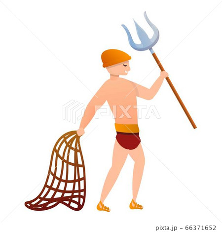 Gladiator with fight fork icon, cartoon style Gladiator with fight fork icon, cartoon style 66371652