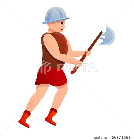 Gladiator axe icon, cartoon style 66371663