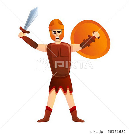 Gladiator icon, cartoon style 66371682