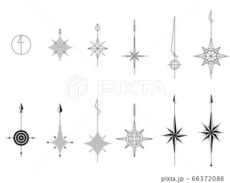 地図記号 北 磁北 セットのイラスト素材