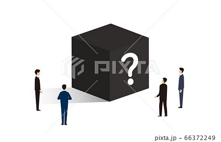 黒い箱、ブラックボックスとビジネスパーソンのイラスト 黒い箱、ブラックボックスとビジネスパーソンのイラスト 66372249