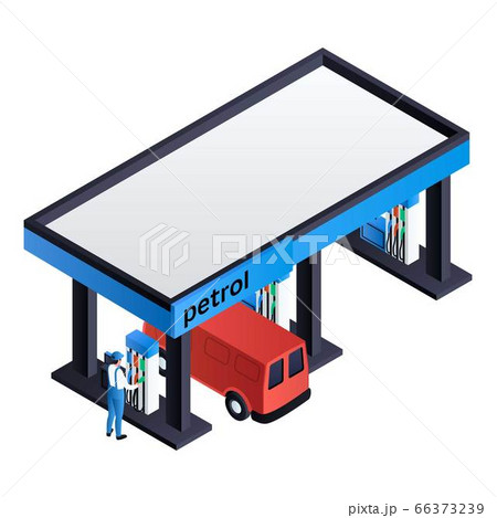 Petrol station icon, isometric style 66373239