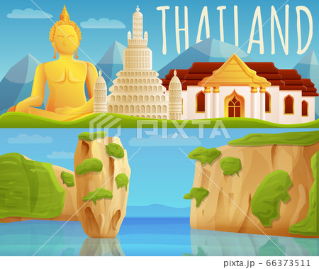 Thailand banner set, cartoon style 66373511