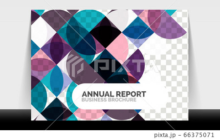 Horizontal A4 business flyer annual report template, circles and triangle style shapes modern geometric design for brochure layout, magazine or booklet Horizontal A4 business flyer annual report template, circles and triangle style shapes modern geometric design for brochure layout, magazine or booklet 66375071