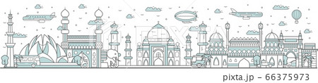 India skyline. Line cityscape 66375973