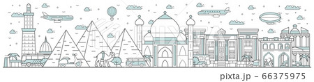 Egypt skyline. Line cityscape with famous building 66375975