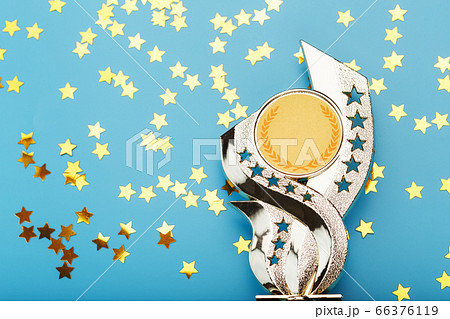 Gold trophy Cup with stars Celebrating success on Gold trophy Cup with stars Celebrating success on 66376119