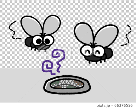 シンクの排水溝に集まるハエ コバエのイラスト素材