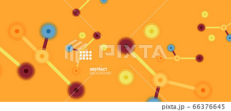 Flat style geometric abstract background, round dots or circle connections on color background. Technology network concept. Flat style geometric abstract background, round dots or circle connections on color background. Technology network concept. 66376645