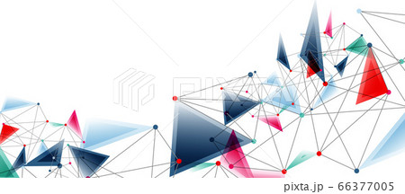 Line points connections, triangular technology design. Abstract geometric background 66377005