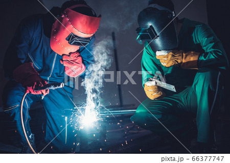 Metal welding steel works using electric arc 66377747