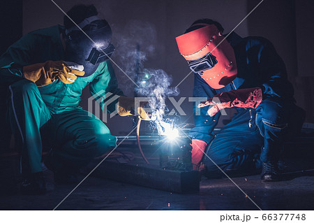 Metal welding steel works using electric arc 66377748