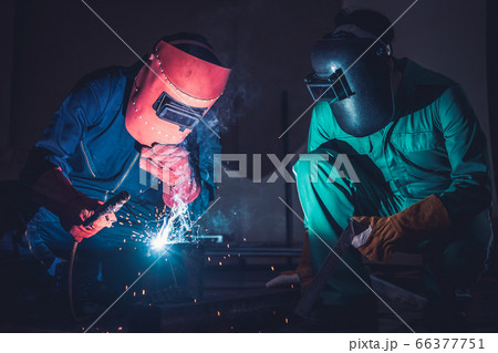 Metal welding steel works using electric arc Metal welding steel works using electric arc 66377751