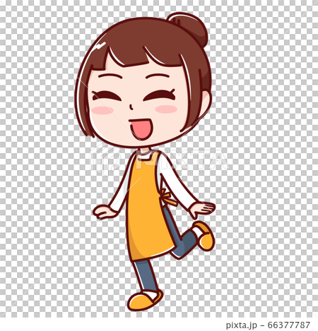 片足をあげてニコニコな女性のイラスト素材 片足をあげてニコニコな女性のイラスト素材