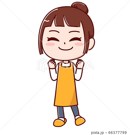 ガッツポーズで笑顔の女性 66377799