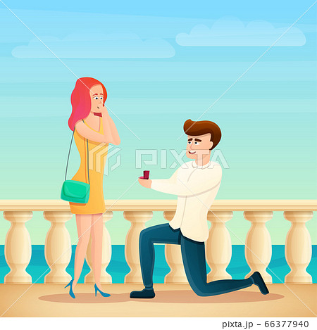 Proposal of marriage concept banner, cartoon style - Stock Illustration  [66377940] - PIXTA