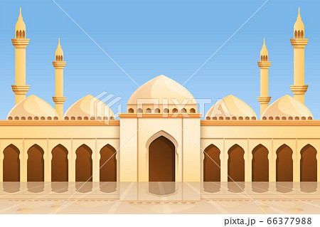 Mosque Temple Concept Background Cartoon Styleのイラスト素材