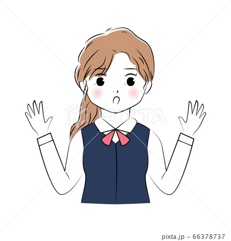 驚いた顔をした会社員女性のイラスト 上半身 のイラスト素材