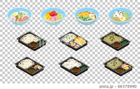 冷たい麺のお弁当イラストセット 66378990