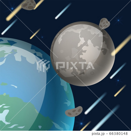 Planet system, natural earth satellite vector illustration. Space object that rotates next to earth. Moon gray surface, craters Planet system, natural earth satellite vector illustration. Space object that rotates next to earth. Moon gray surface, craters 66380148