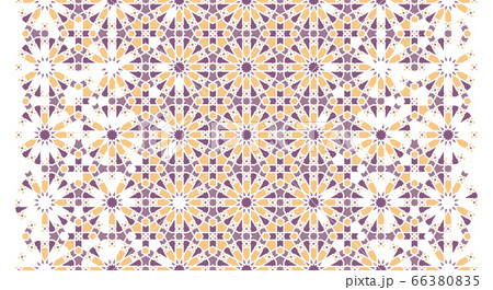 Arabesque vector seamless pattern. Geometric halftone texture, background with color tile disintegration. Arabesque mosaic pattern 66380835