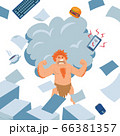 Cave man angry office worker vector illustration. Unassigned person to work, primitive instinct. Character guy with loincloth 66381357