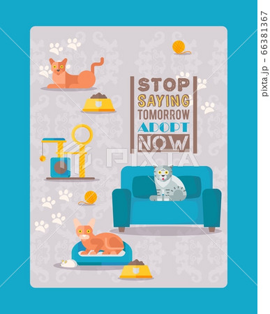 Cats Result Stop Saying Tommorow Adopt Now のイラスト素材