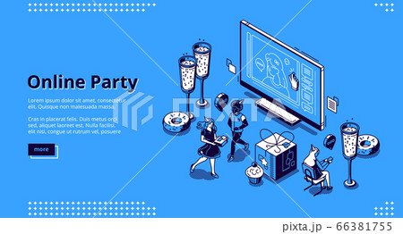 Vector landing page for online party concept Vector landing page for online party concept 66381755