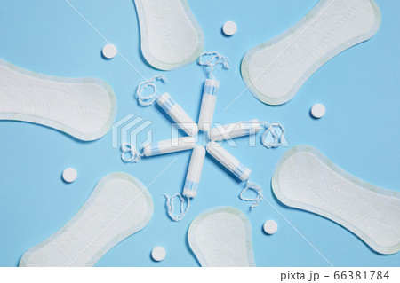 Pattern with white sanitary cotton pads 66381784