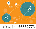 Bubble travel in bubble circle and airplane icon yellow background 66382773