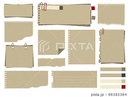 クラフト紙風メモ帳フレームセットのイラスト素材