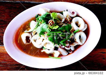 Stewed squid rings in sauce Stewed squid rings in sauce 66384102