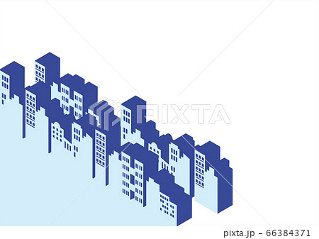立体的なビルが並んでる都会の街イラストのイラスト素材