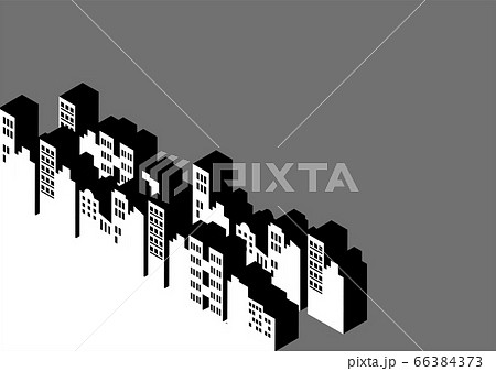 立体的なビルが並んでる都会の街イラストのイラスト素材