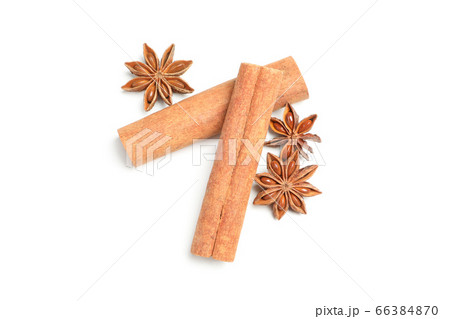 Cinnamon sticks and fragrant anise isolated on 66384870
