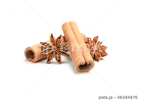 Cinnamon sticks and fragrant anise isolated on 66384876