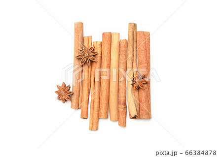 Cinnamon sticks and fragrant anise isolated on 66384878