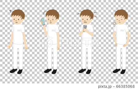 医療従事者 理学療法士 の立ち姿4ポーズのイラストセットのイラスト素材