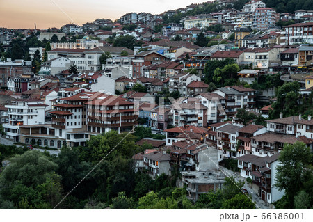 Veliko Tarnovo old town panorama view at evening in Bulgaria 66386001