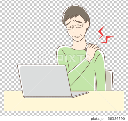 パソコンの前で肩が凝る男性 66386590